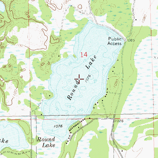 Topographic Map of Round Lake, WI