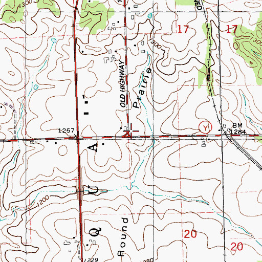 Topographic Map of Round Prairie School, WI