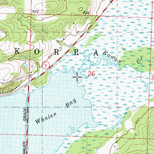 Topographic Map of Rowan Creek, WI