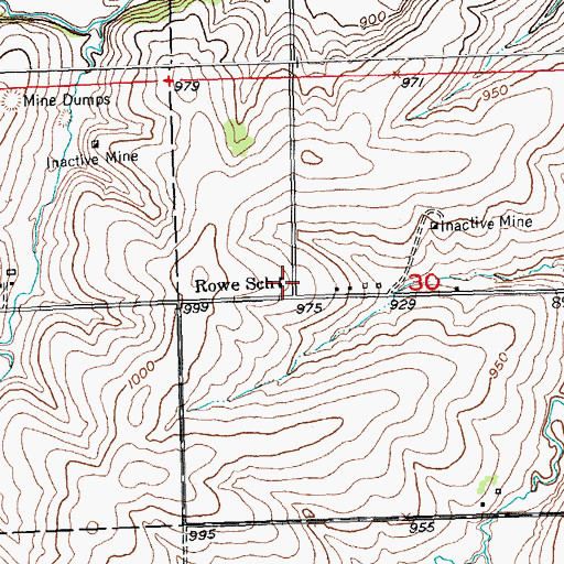Topographic Map of Rowe School, WI