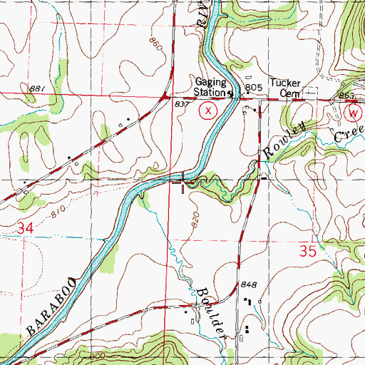 Topographic Map of Rowley Creek, WI