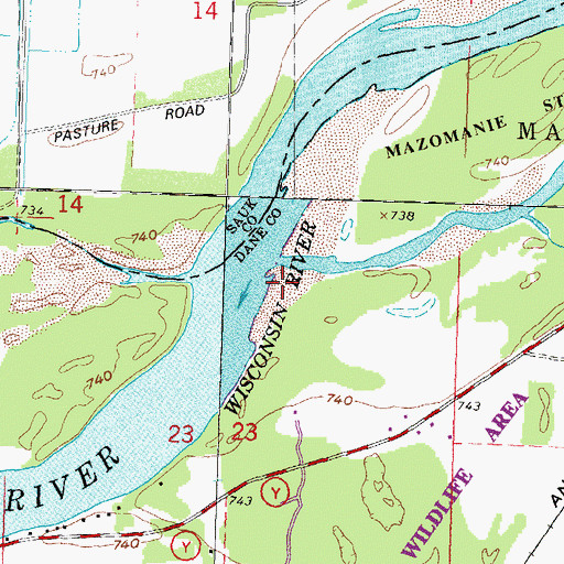 Topographic Map of Roxbury Creek, WI