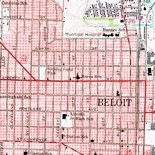 Topographic Map of Royce Elementary School, WI