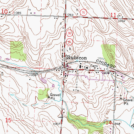 Topographic Map of Rubicon, WI