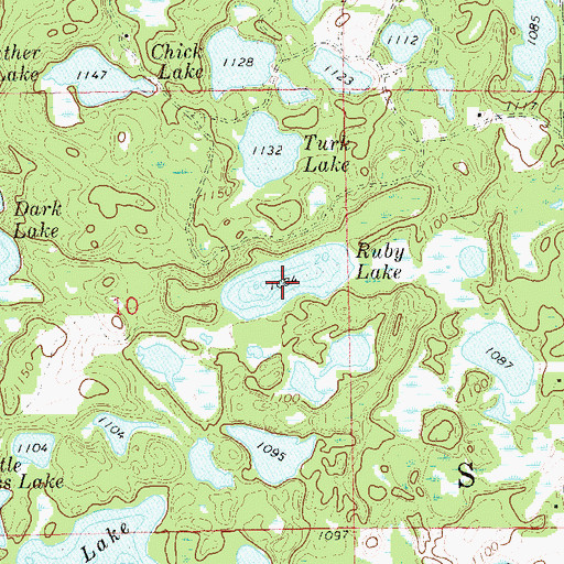 Topographic Map of Ruby Lake, WI