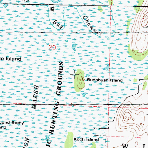 Topographic Map of Rudebush Island, WI