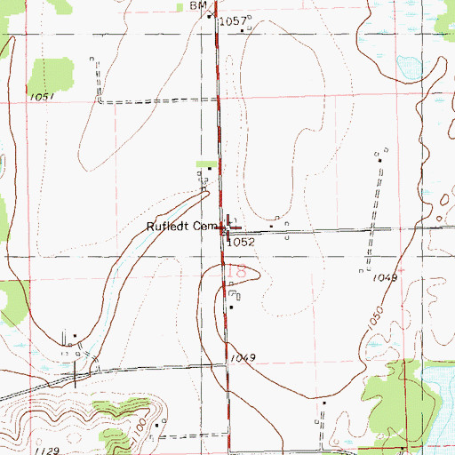 Topographic Map of Rufledt Cemetery, WI