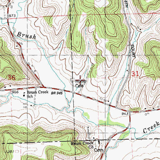 Topographic Map of Home Cemetery, WI