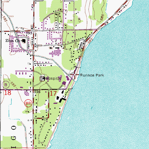 Topographic Map of Runnoe Park, WI