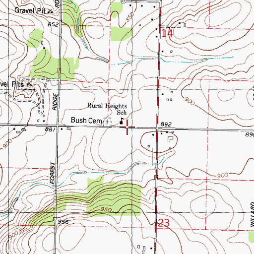 Topographic Map of Rural Heights School, WI