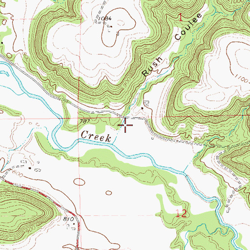 Topographic Map of Rush Coulee, WI