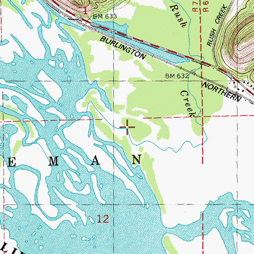 Topographic Map of Rush Creek, WI