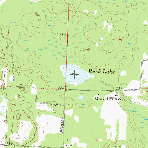 Topographic Map of Rush Lake, WI