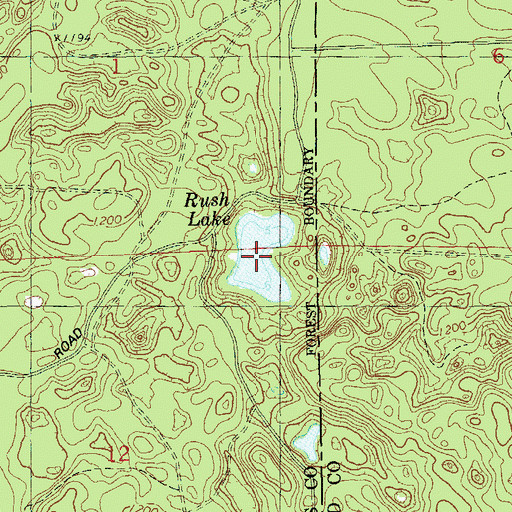 Topographic Map of Rush Lake, WI