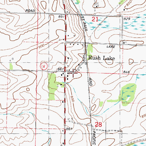 Topographic Map of Rush Lake, WI
