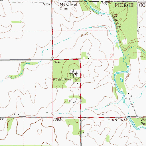 Topographic Map of Rush River Lutheran Church, WI