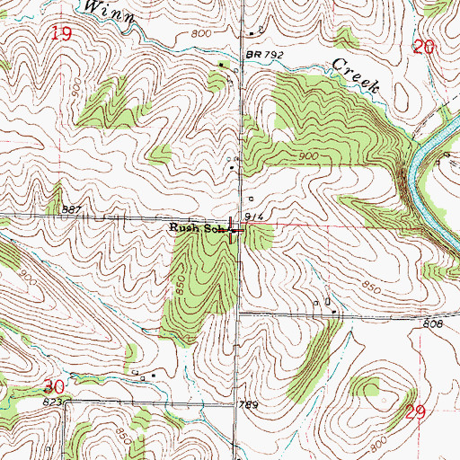 Topographic Map of Rush School, WI