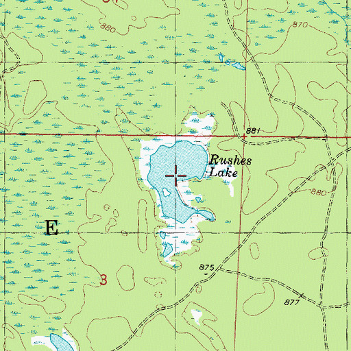 Topographic Map of Rushes Lake, WI