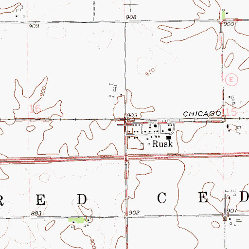 Topographic Map of Rusk, WI