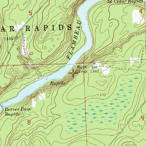 Topographic Map of Rusk Camp, WI