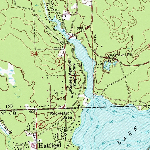 Topographic Map of Russell Memorial Park, WI
