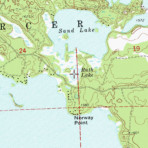 Topographic Map of Ruth Lake, WI