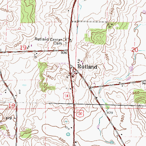 Topographic Map of Rutland, WI