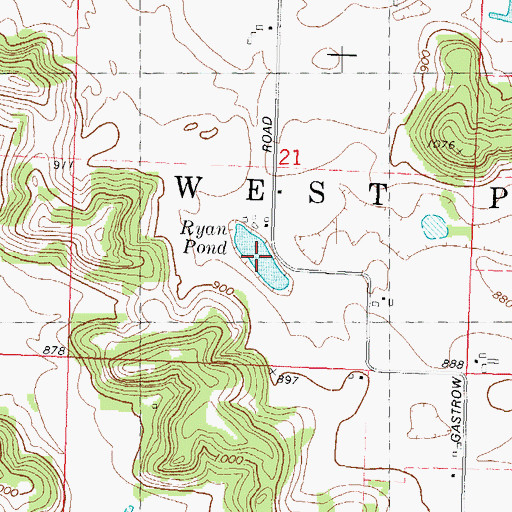 Topographic Map of Ryan Pond, WI