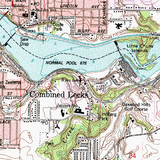 Topographic Map of Ryan School, WI