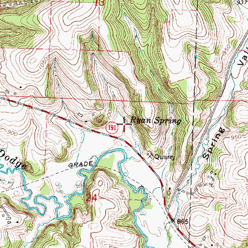 Topographic Map of Ryan Spring, WI