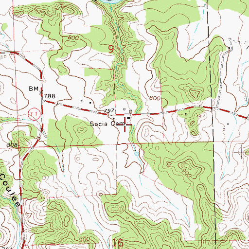 Topographic Map of Sacia Cemetery, WI