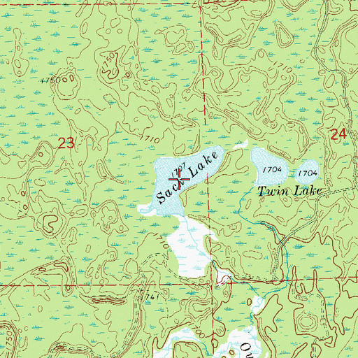 Topographic Map of Sack Lake, WI