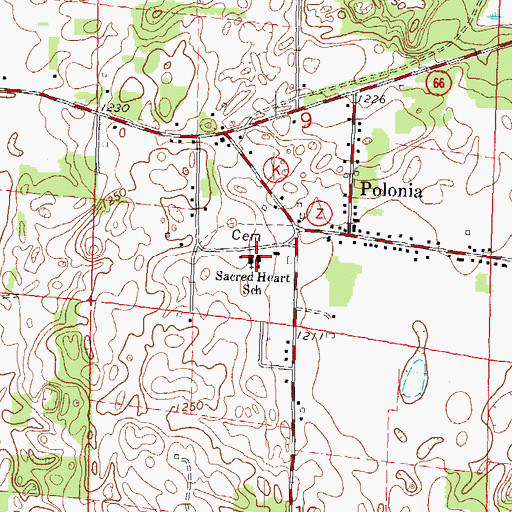 Topographic Map of Sacred Heart Elementary School, WI