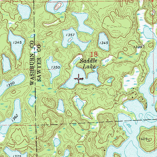 Topographic Map of Saddle Lake, WI