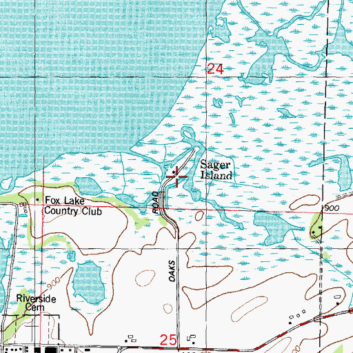Topographic Map of Sager Island, WI