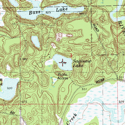 Topographic Map of Saginaw Lake, WI
