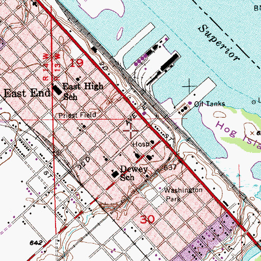 Topographic Map of Saint Adalbert School, WI