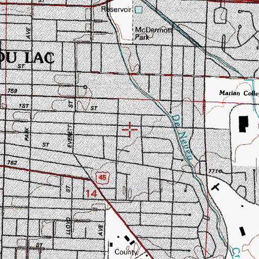 Topographic Map of Saint Agnes School, WI