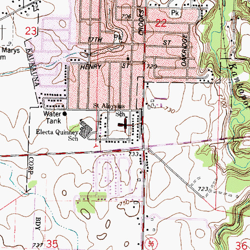 Topographic Map of Saint Aloysius Elementary School, WI