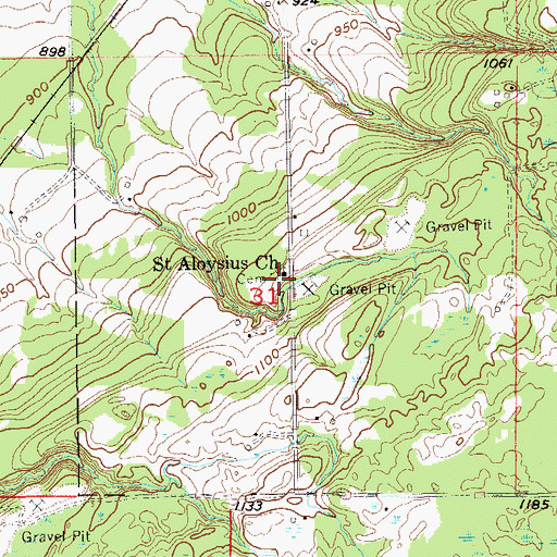Topographic Map of Saint Aloysius Church, WI