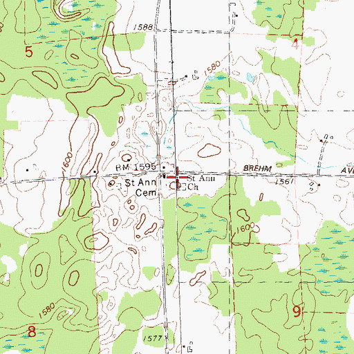 Topographic Map of Saint Ann Church, WI