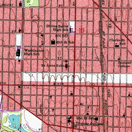 Topographic Map of Milwaukee College Preparatory School, WI