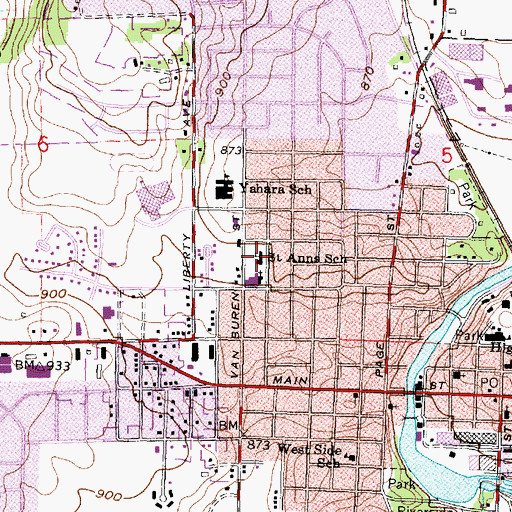 Topographic Map of Saint Ann School, WI