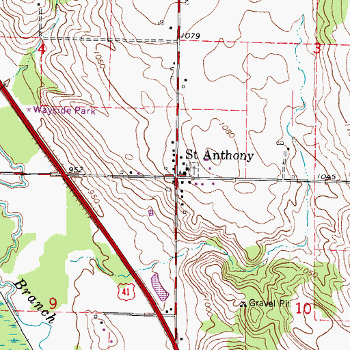 Topographic Map of Saint Anthony, WI
