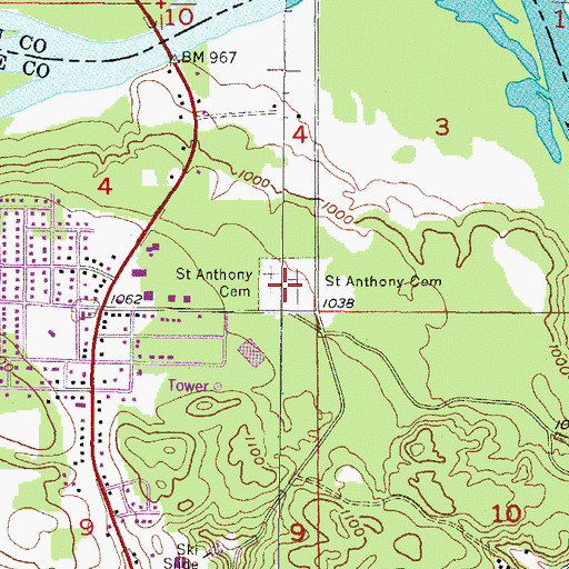 Topographic Map of Saint Anthony Cemetery, WI