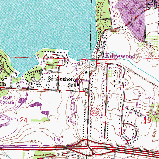 Topographic Map of Saint Anthony on the Lake Catholic School, WI
