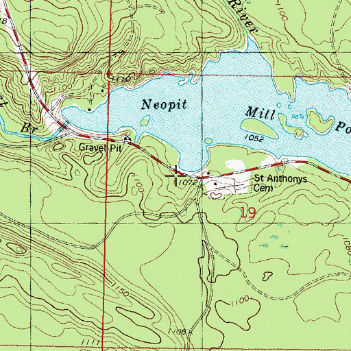 Topographic Map of Saint Anthonys Cemetery, WI