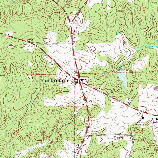 Topographic Map of Yarbrough, AL
