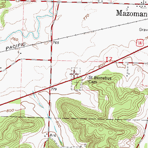 Topographic Map of Saint Barnabas Cemetery, WI