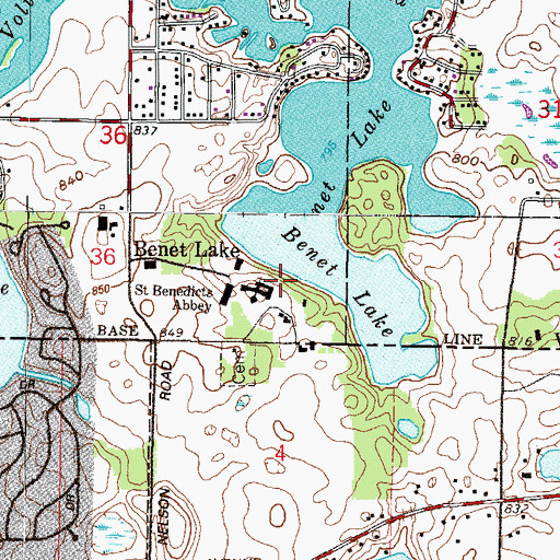 Topographic Map of Saint Benedicts Abbey, WI